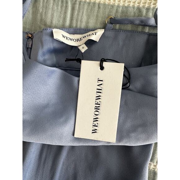 New WeWoreWhat Satin Charmeuse Cowl Neck Slate Blue Midi Dress Spaghetti Strap 0 - Picture 6 of 6